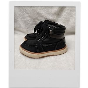 Black/Tan Leather Boots, Kid's 7